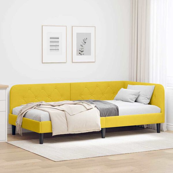 vidaXL Cornice del letto ad angolo Giallo 100 x 200 cm Velluto
