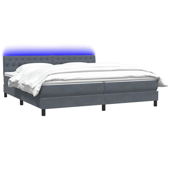 vidaXL Letto a Molle con Materasso e LED Grigio Scuro 200x210 cm Velluto