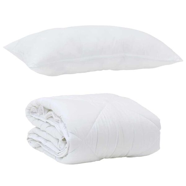 vidaXL Duvet Estivo con cuscino 2 pcs Bianco Microfibra