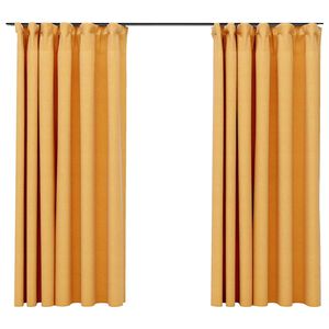vidaXL Tende Oscuranti con Ganci Effetto Lino 2 pz Gialle 140x175 cm