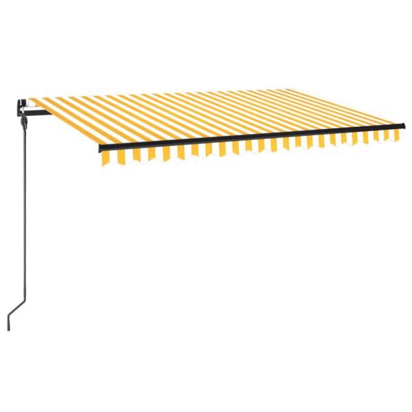 vidaXL Tenda da Sole Retrattile Manuale 450x300 cm Gialla e Bianca
