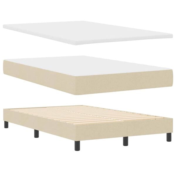 vidaXL Letto a molle con materasso Crema 120 x 200 cm Tessuto