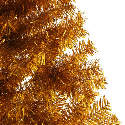 vidaXL Albero di Natale Artificiale a Metà con Supporto Oro 240 cm PET