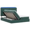 vidaXL Letto con contenitore LED e materasso Verde Scuro 200 x 200 cm