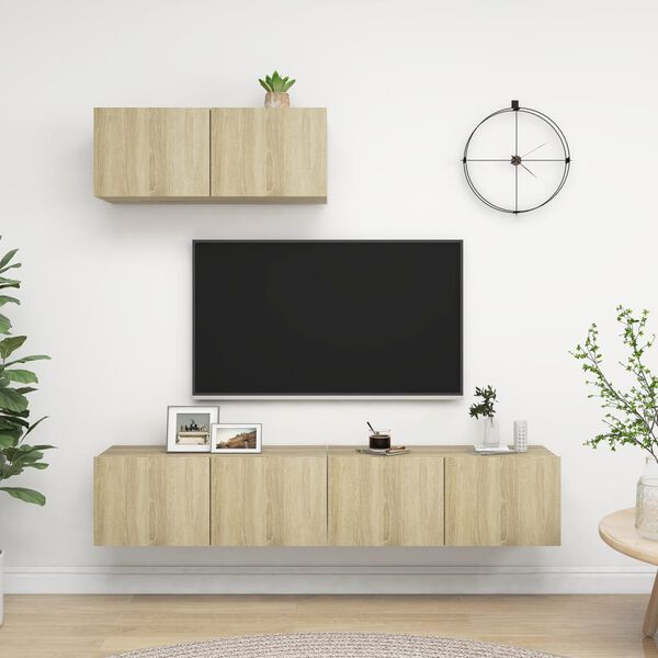 vidaXL Mobili Porta TV 3 pz Rovere Sonoma in Legno Multistrato