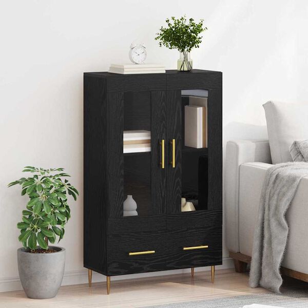 vidaXL Credenza con cassetto Rovere Nero 69,5 x 31 x 115 cm