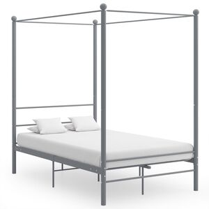 vidaXL Letto a Baldacchino Grigio in Metallo 120x200 cm