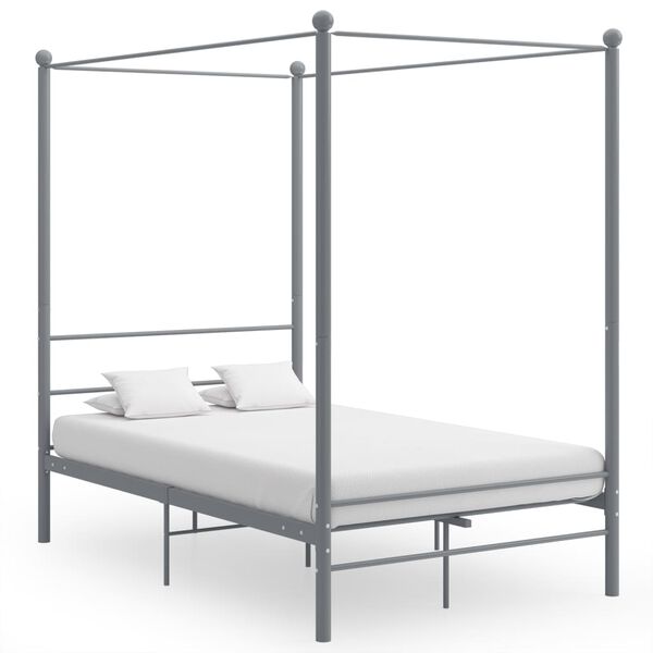 vidaXL Letto a Baldacchino Grigio in Metallo 120x200 cm