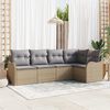 vidaXL Set Divano da Giardino con archiviazione 5 pcs Beige polyrattan