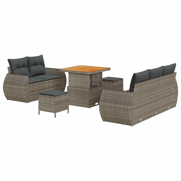 vidaXL Set Divano da Giardino con cuscino 8 pcs Grigio polyrattan