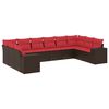 vidaXL Set Divani da Giardino 10 pz con Cuscini Marrone in Polyrattan