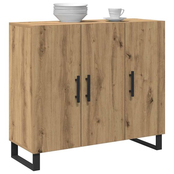 vidaXL Credenza Rovere artigianale 90 x 34 x 80 cm Legno multistrato