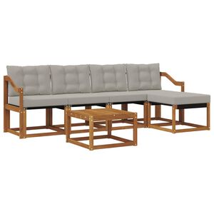 vidaXL Set di divani da esterno 6 pz Naturale e Grigio Chiaro