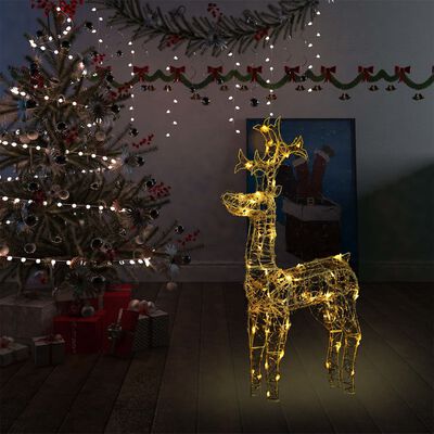 vidaXL Renne e Slitta Decorazione Natale 90 LED 60x16x100 cm Acrilico