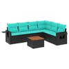 vidaXL Set Divani da Giardino 7 pz con Cuscini Nero in Polyrattan