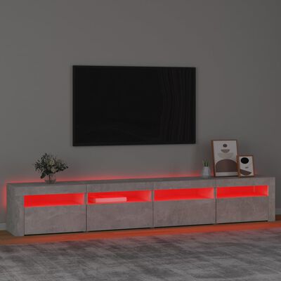 vidaXL Mobile Porta TV con Luci LED Grigio Cemento 240x35x40 cm