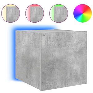 vidaXL Mobile TV a Parete con Luci LED Grigio Cemento 30,5x35x30 cm