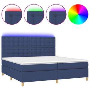 vidaXL Letto a Molle Materasso e LED Blu 200x200cm in Tessuto