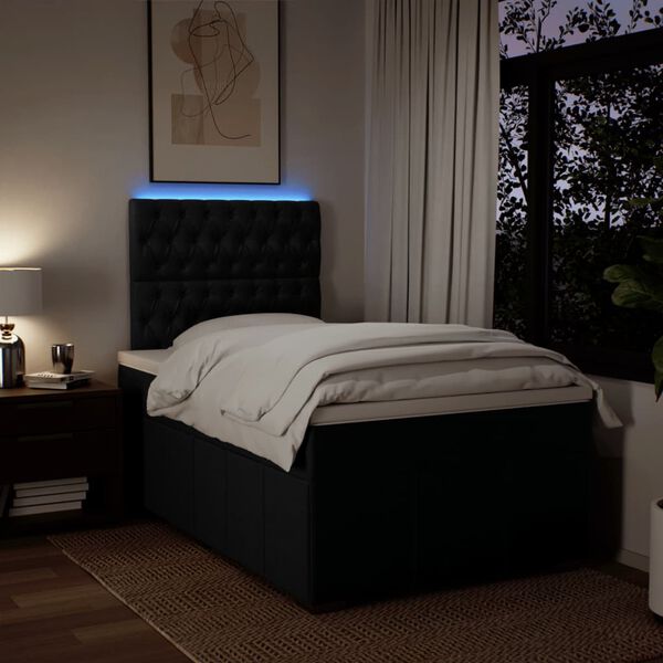 vidaXL Giroletto a Molle con Materasso Nero 120x190 cm in Tessuto