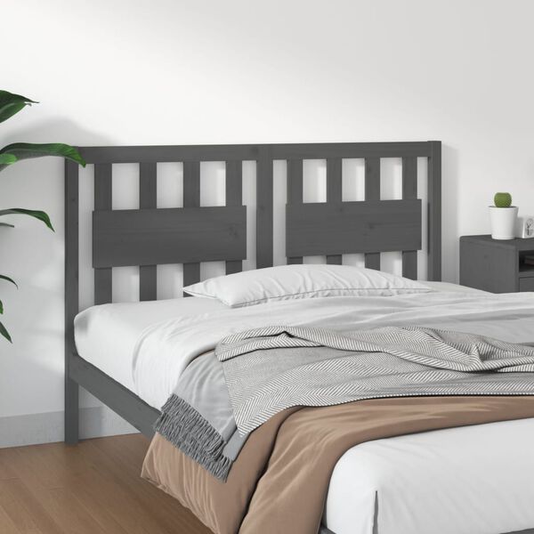vidaXL Testiera per Letto Grigia 125,5x4x100 cm Legno Massello di Pino