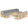 vidaXL Set Divani Giardino 11 pz con Cuscini in Legno Massello di Pino