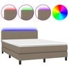 vidaXL Letto a Molle con Materasso e LED Tortora 140x200 cm in Tessuto