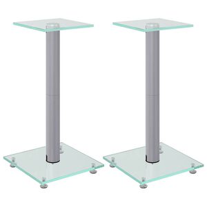 vidaXL Pedane Casse 2pz Argento Vetro Temperato Design a 1 Pilastro