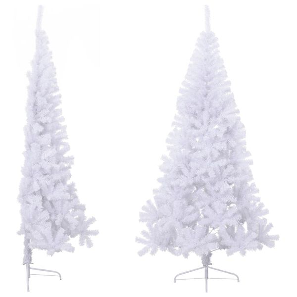 vidaXL Albero di Natale Artificiale Metà con Supporto Bianco 240cm PVC