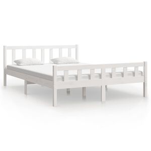 vidaXL Giroletto Bianco in Legno Massello 150x200 cm King Size