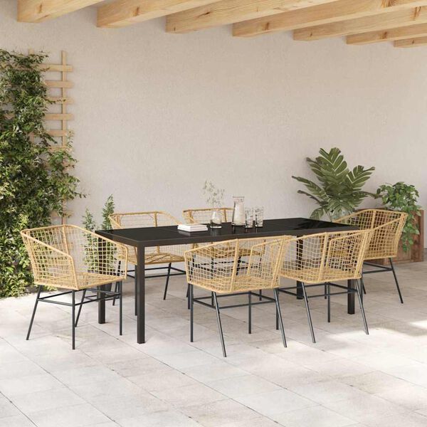 vidaXL Set da Pranzo per Giardino 7 pcs Marrone polyrattan