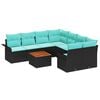 vidaXL Set Divano da Giardino 9 pcs Nero e Turchese polyrattan
