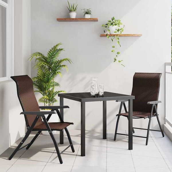 vidaXL Set da Pranzo per Giardino 3 pcs Marrone