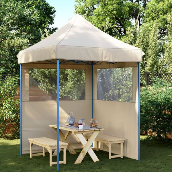 vidaXL Tendone per Feste Pieghevole Pop-Up con 2 Pareti Beige