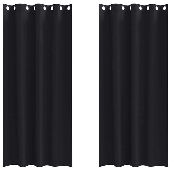 vidaXL Tende Blackout con Anelli 2 pcs Nero 225 x 140 cm Poliestere