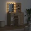 vidaXL Set da tavolo da trucco con LED con porta 2 pcs Rovere Sonoma