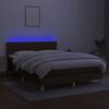 vidaXL Letto a Molle Materasso e LED MarroneScuro 140x190cm in Tessuto