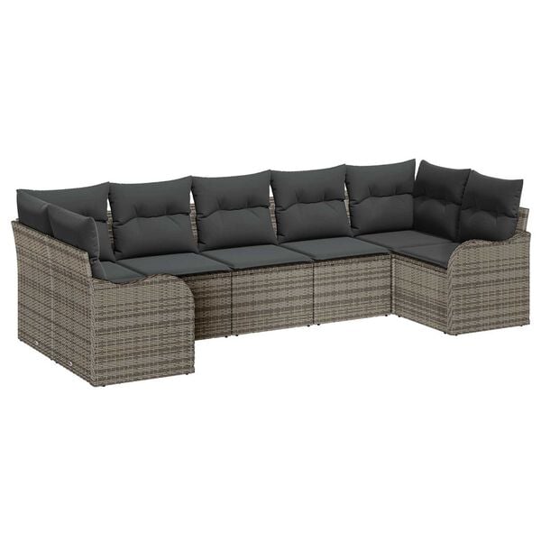 vidaXL Set Divano da Giardino Grigio polyrattan