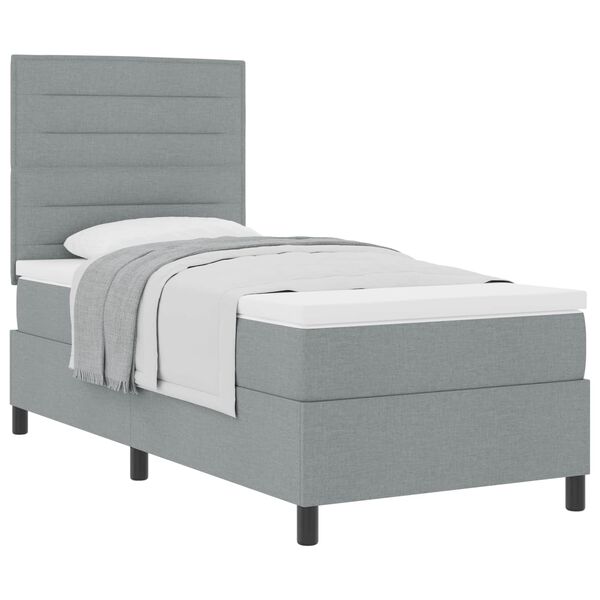 vidaXL Letto a molle con materasso Grigio chiaro 80 x 200 cm Tessuto