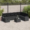 vidaXL Set di divani con cuscino con archiviazione Nero polyrattan