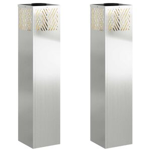 vidaXL Faro LED solare per sentieri 2 pz Bianco caldo 18 x 18 x 80 cm