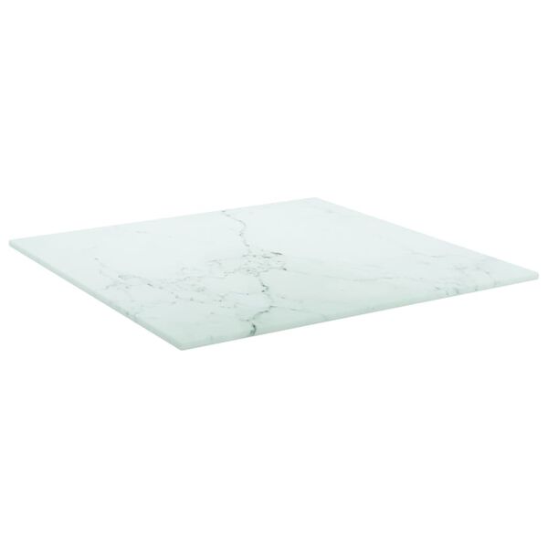 vidaXL Piano Tavolo Bianco 40x40 cm 6 mm Vetro Temperato Design Marmo