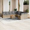 vidaXL Set Divani da Giardino 11 pz con Cuscini Beige in Polyrattan
