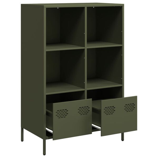 vidaXL Credenza Verde Oliva 68x39x103,5 cm in Acciaio