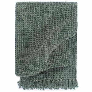 vidaXL Copriletto in Cotone 160x210 cm Verde Scuro
