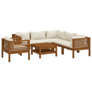 vidaXL Set Divani da Giardino 7 pz con Cuscini Crema in Legno Acacia
