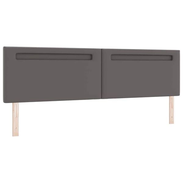 vidaXL Testiera LED Grigio 200 cm Pelle Sintetica