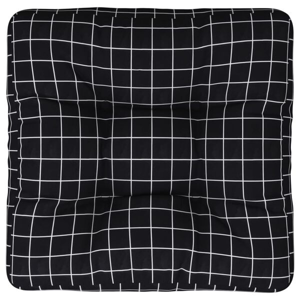vidaXL Cuscino per Pallet Motivo a Quadri Nero 50x50x12 cm in Tessuto