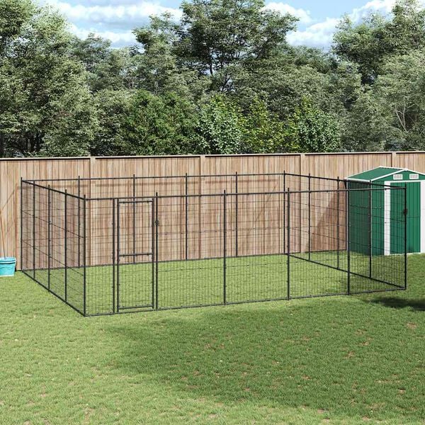vidaXL Gabbia per Cani da Esterno in Acciaio 24,2 m&sup2;