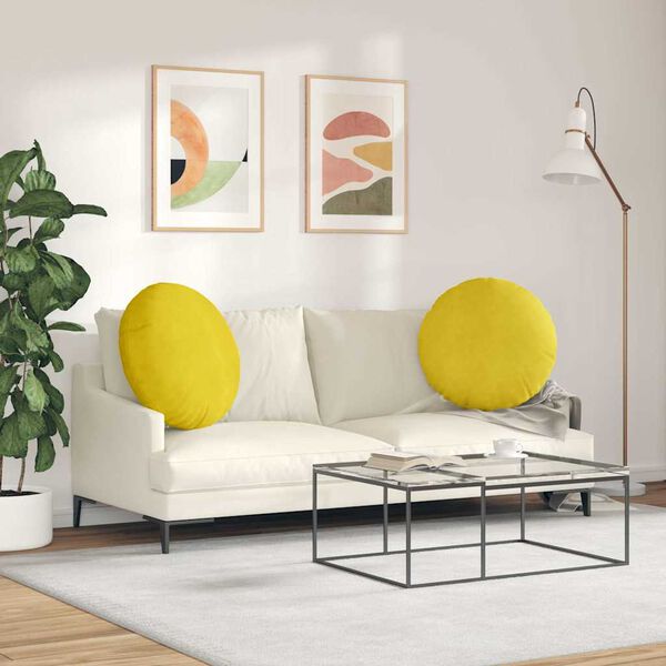 vidaXL Cuscini per Seduta 2 pcs Giallo Ø80 x 29 cm Velluto