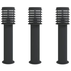 vidaXL Lampade da Terra per Esterni 3 pz Nere 60 cm in Acciaio Inox